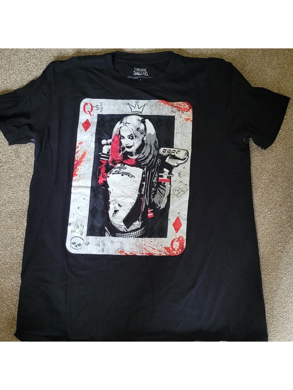 Suicide Squade Harley Quinn Playing Card T Shirt Men's Lg Black Goth Halloween